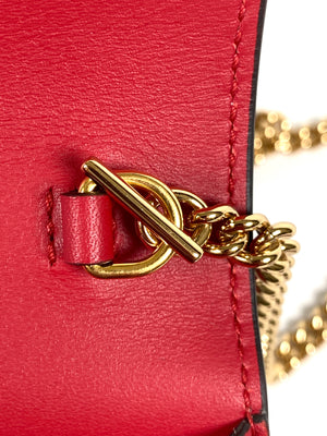 GUCCI - MINI SYLVIE LEATHER CHAIN BAG IN RED