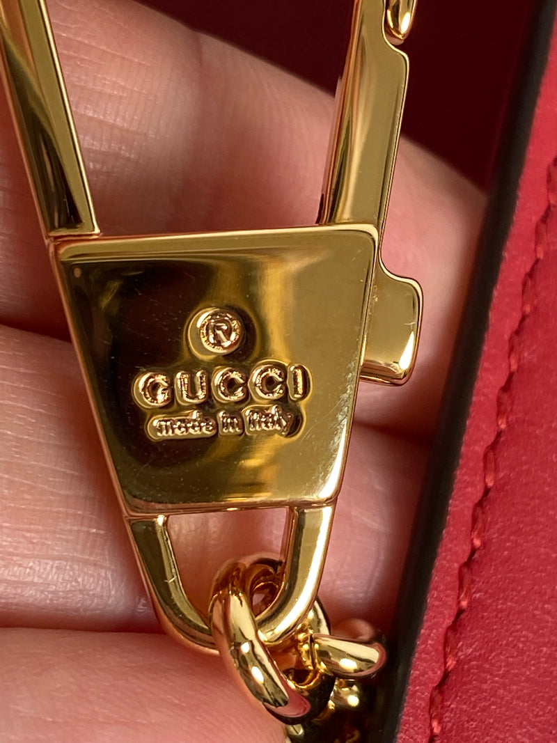 GUCCI - MINI SYLVIE LEATHER CHAIN BAG IN RED