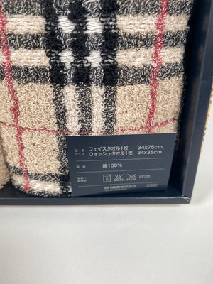 BURBERRY - FACE AND HAND TOWEL SET 100% COTTON - NEW