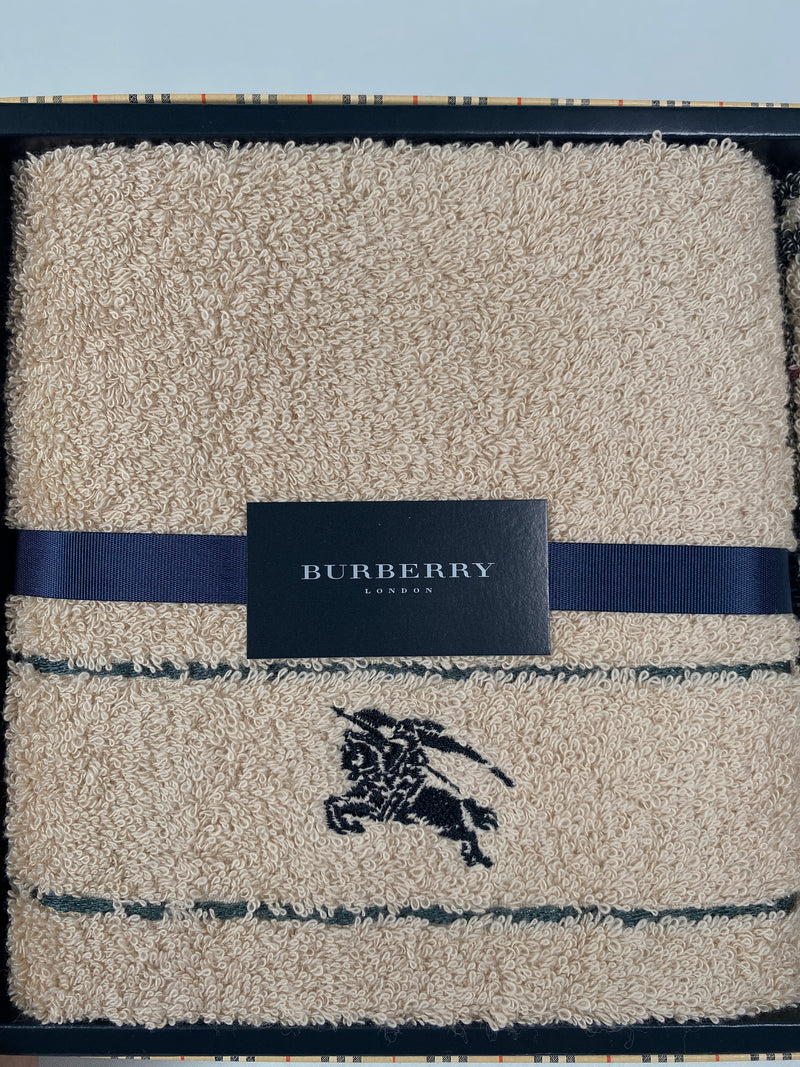 BURBERRY - FACE AND HAND TOWEL SET 100% COTTON - NEW