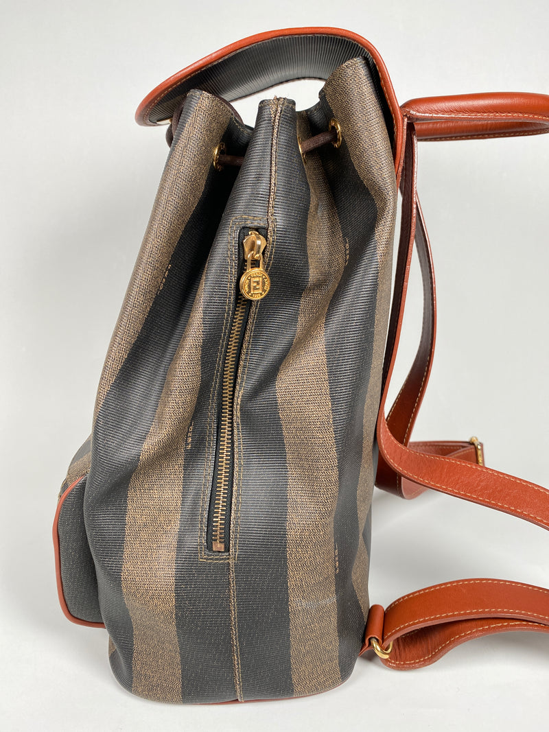 FENDI - VINTAGE PEQUIN CANVAS & LEATHER BACKPACK