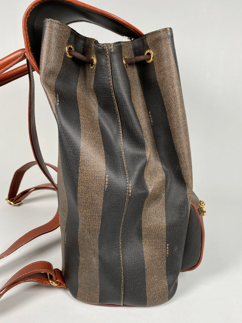 FENDI - VINTAGE PEQUIN CANVAS & LEATHER BACKPACK