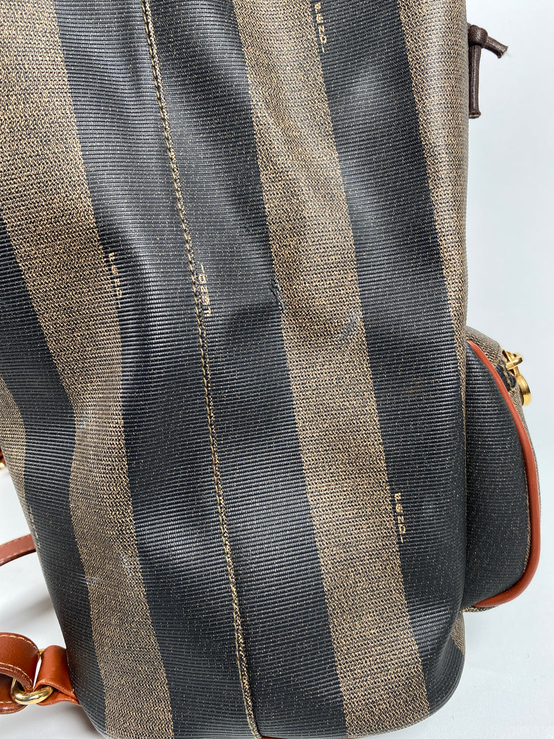 FENDI - VINTAGE PEQUIN CANVAS & LEATHER BACKPACK