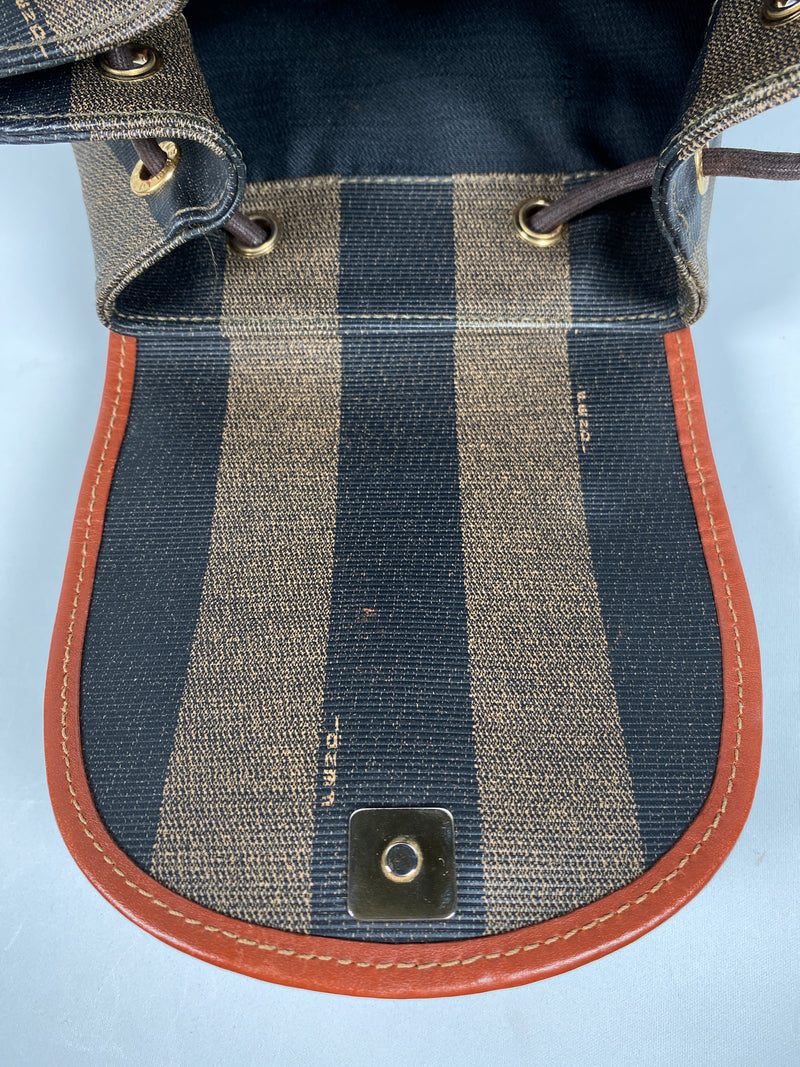 FENDI - VINTAGE PEQUIN CANVAS & LEATHER BACKPACK