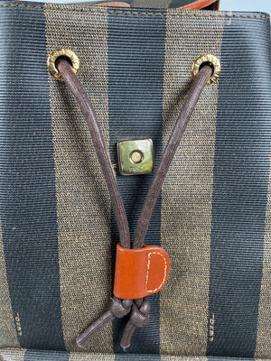FENDI - VINTAGE PEQUIN CANVAS & LEATHER BACKPACK