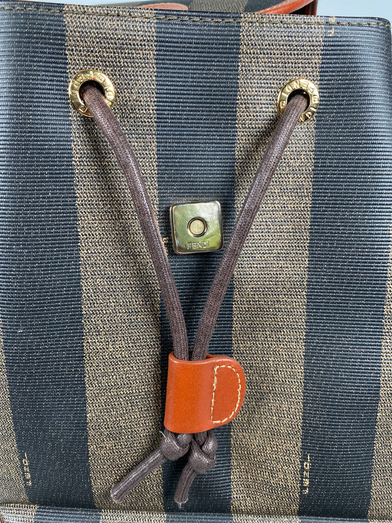 FENDI - VINTAGE PEQUIN CANVAS & LEATHER BACKPACK
