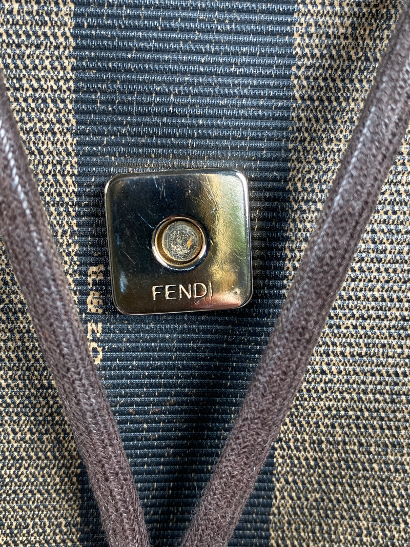 FENDI - VINTAGE PEQUIN CANVAS & LEATHER BACKPACK