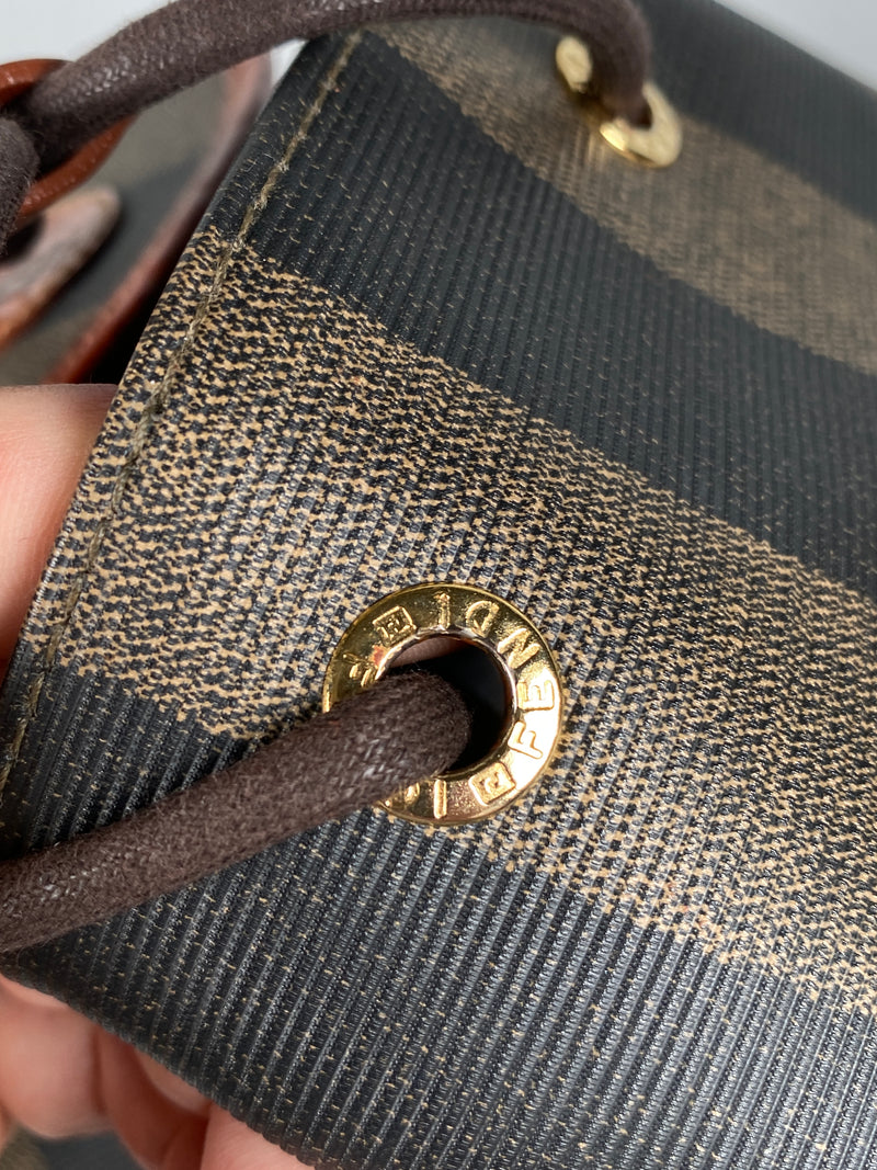 FENDI - VINTAGE PEQUIN CANVAS & LEATHER BACKPACK