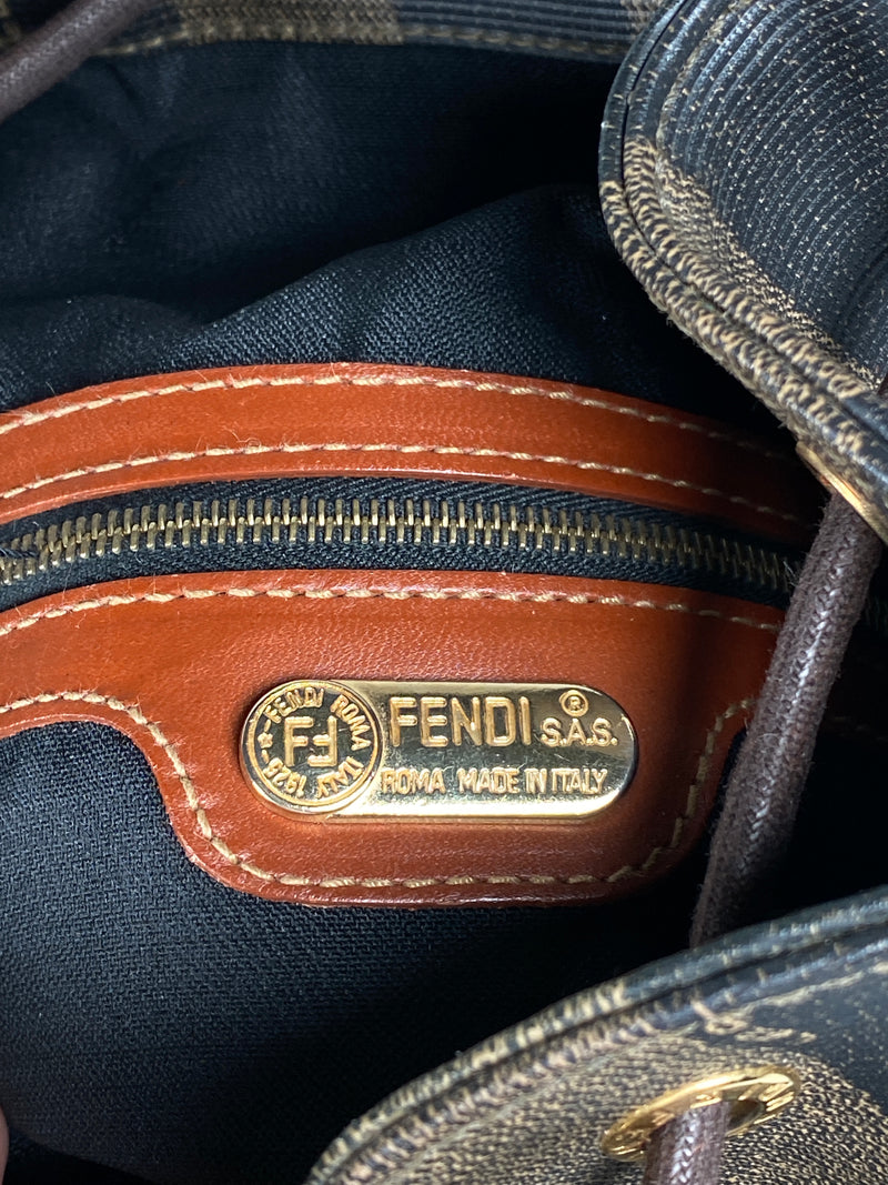 FENDI - VINTAGE PEQUIN CANVAS & LEATHER BACKPACK