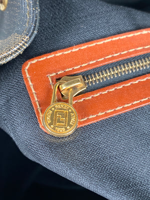 FENDI - VINTAGE PEQUIN CANVAS & LEATHER BACKPACK