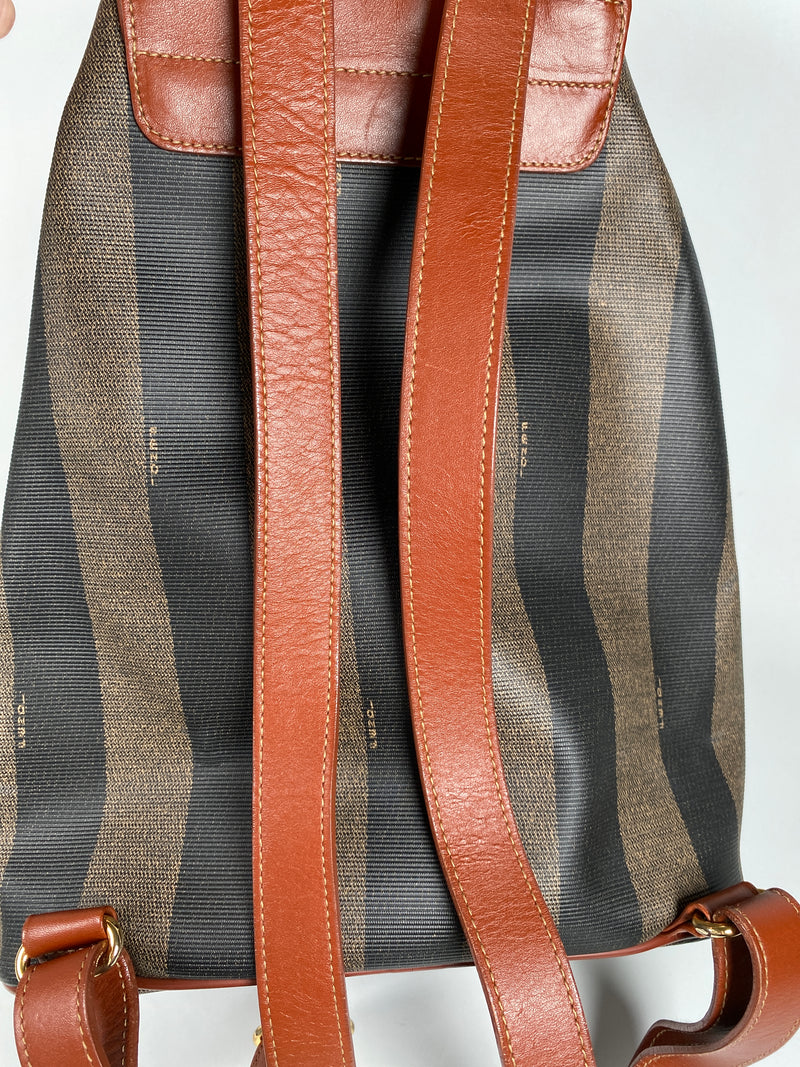 FENDI - VINTAGE PEQUIN CANVAS & LEATHER BACKPACK