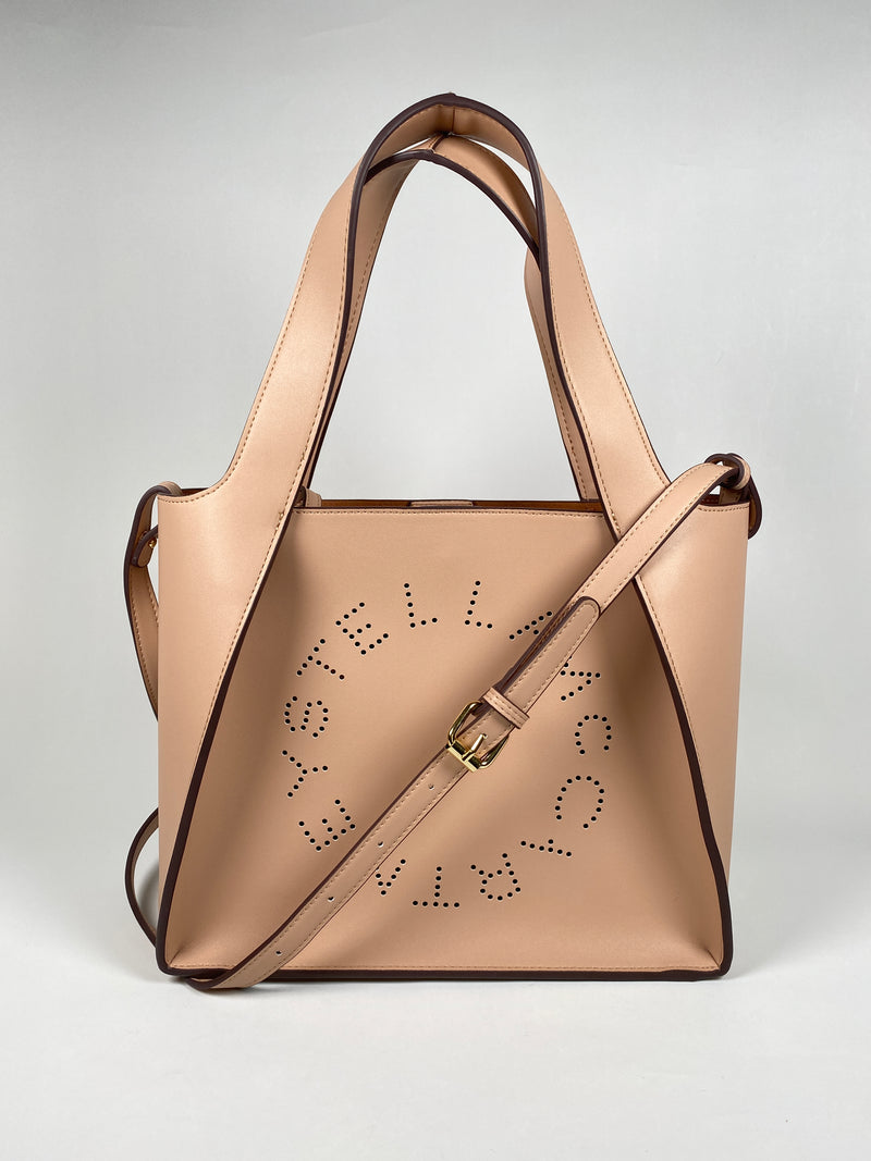 STELLA McCARTNEY - BEIGE PERFORATED LOGO TOTE BAG & POUCH