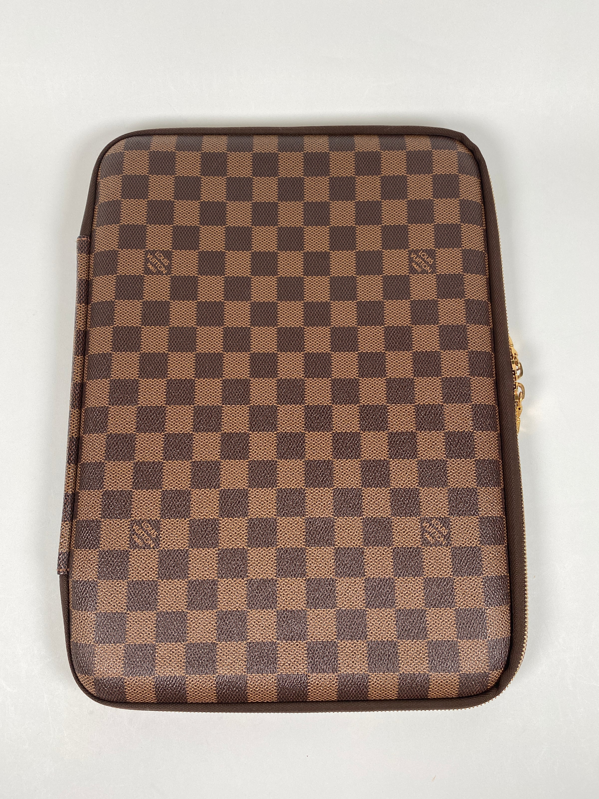 Louis Vuitton Laptop Sleeve Damier Ebene 15 Brown in Canvas with Brass - US