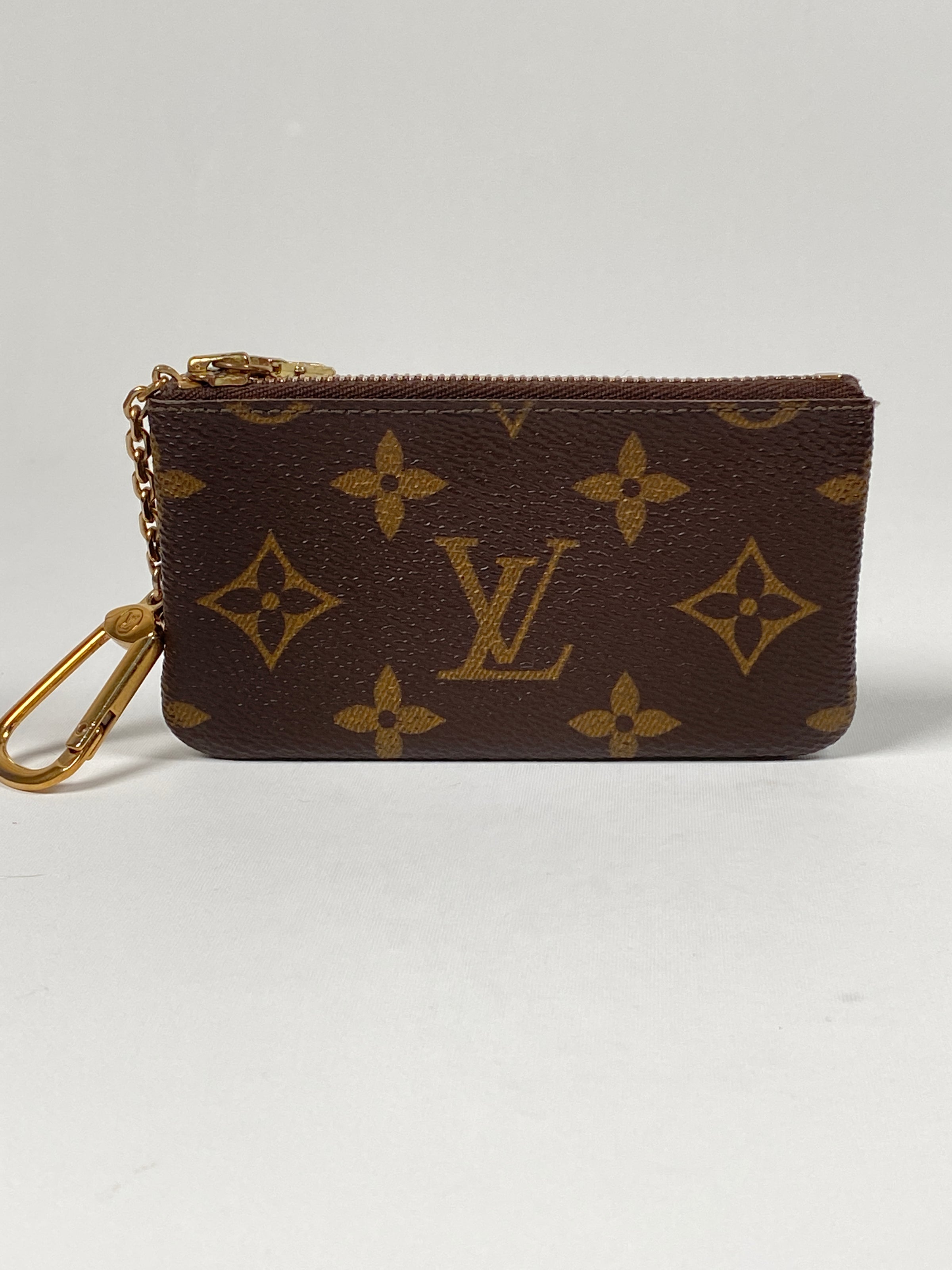 LOUIS VUITTON Monogram Canvas Pochette Key Cles Coin Case Brown