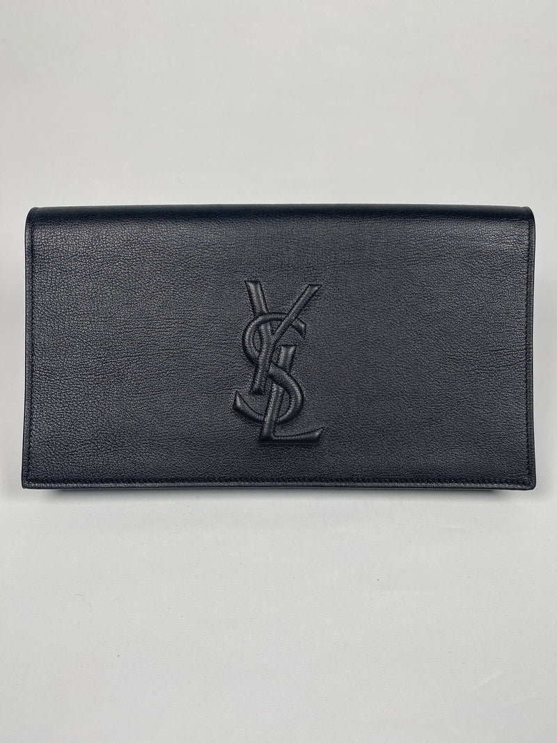 YVES SAINT LAURENT - BELLE DE JOUR CLUTCH IN BLACK LEATHER