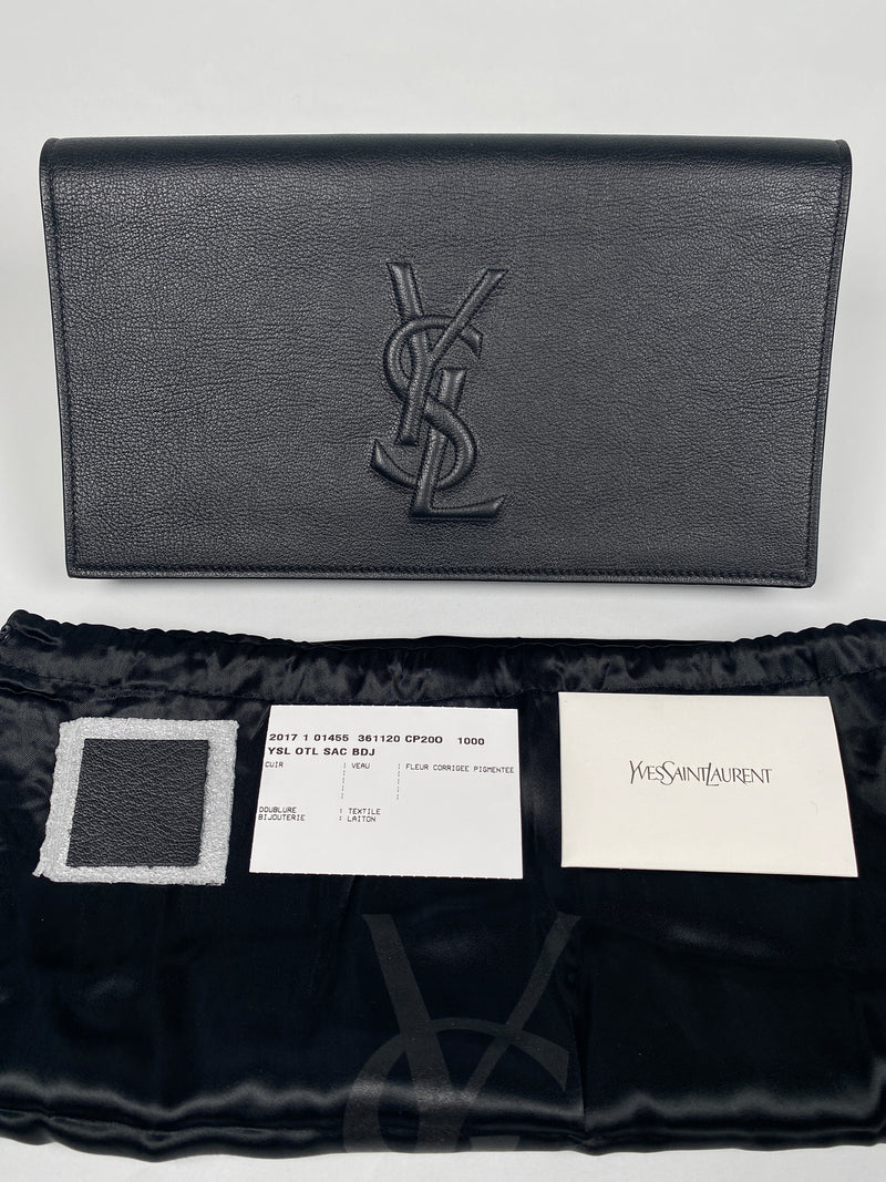 YVES SAINT LAURENT - BELLE DE JOUR CLUTCH IN BLACK LEATHER