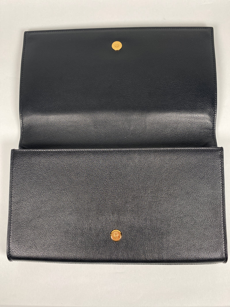 YVES SAINT LAURENT - BELLE DE JOUR CLUTCH IN BLACK LEATHER