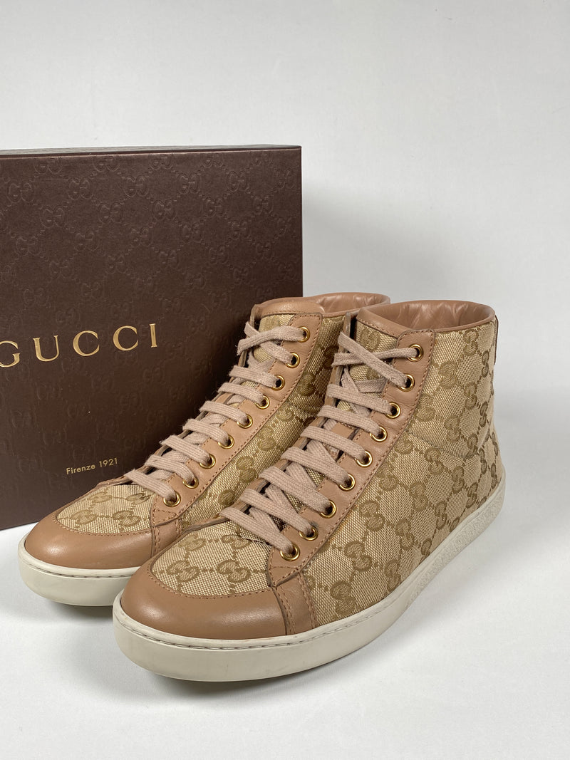 GUCCI - BROOKLYN HI-TOPS BEIGE GG CANVAS - SZ 39 EUR