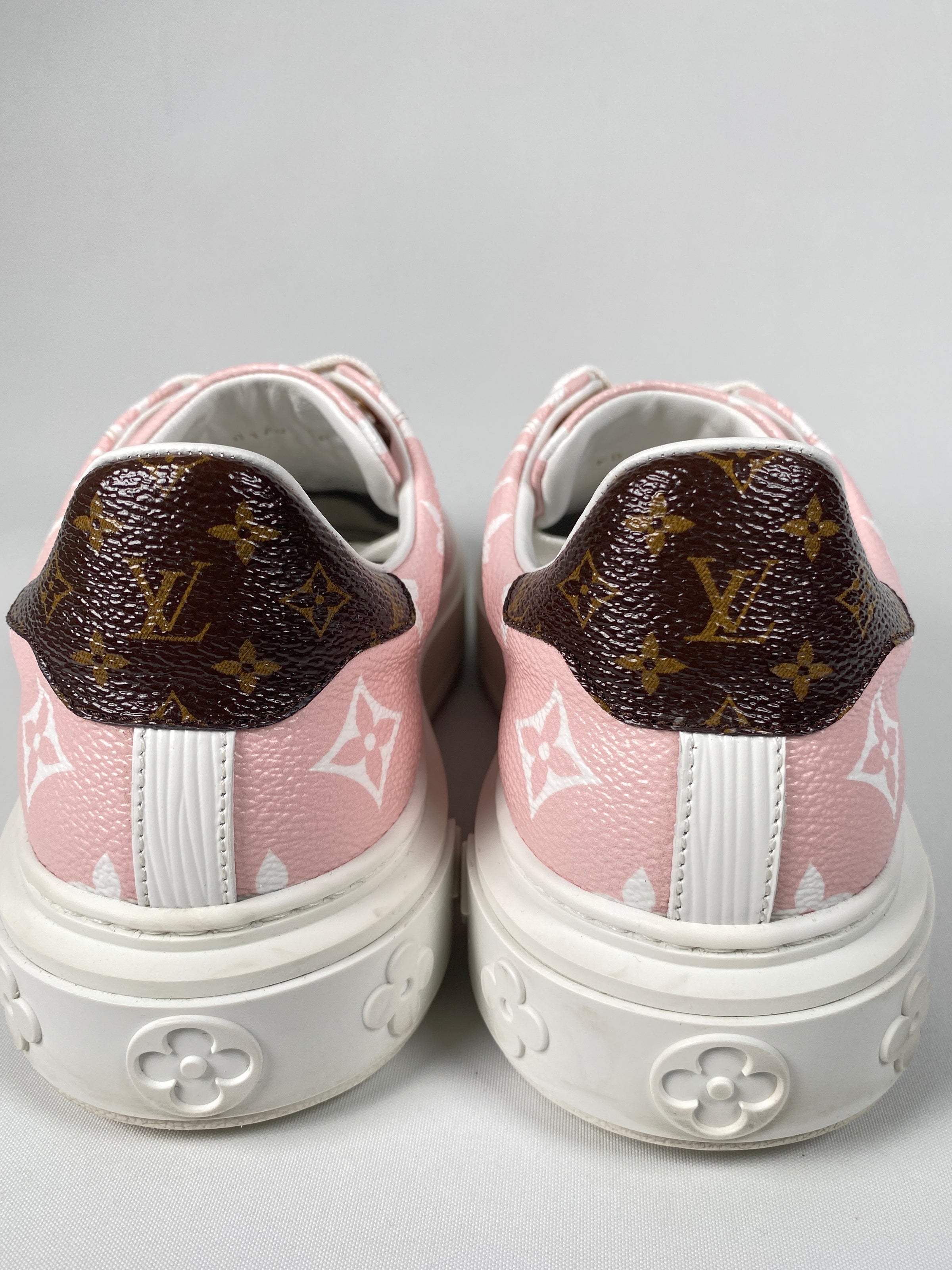 Louis Vuitton Pink Monogram Canvas and Leather Time Out Sneakers