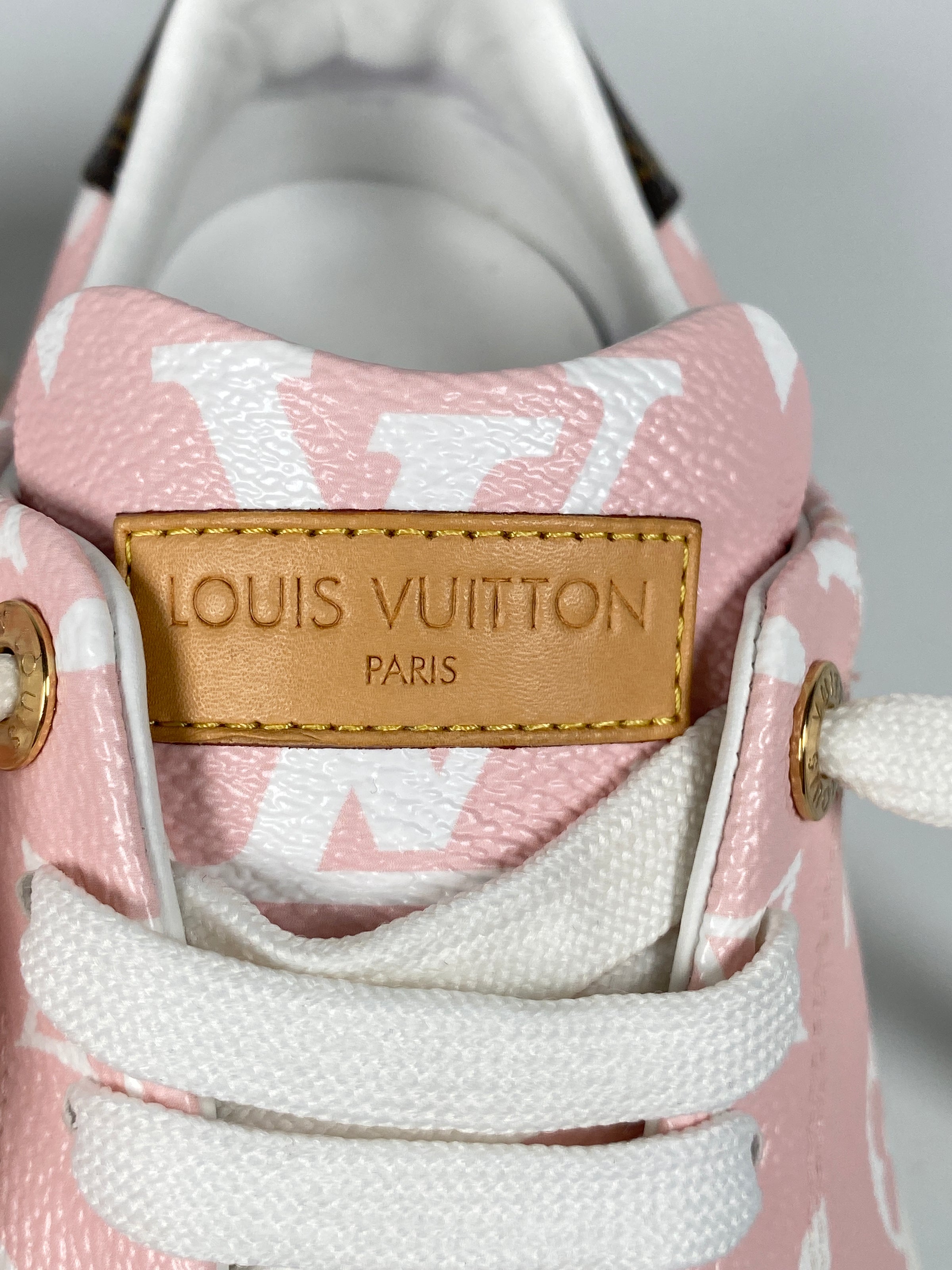 LOUIS VUITTON Monogram By The Pool Time Out Sneakers 38.5 Rose 802891