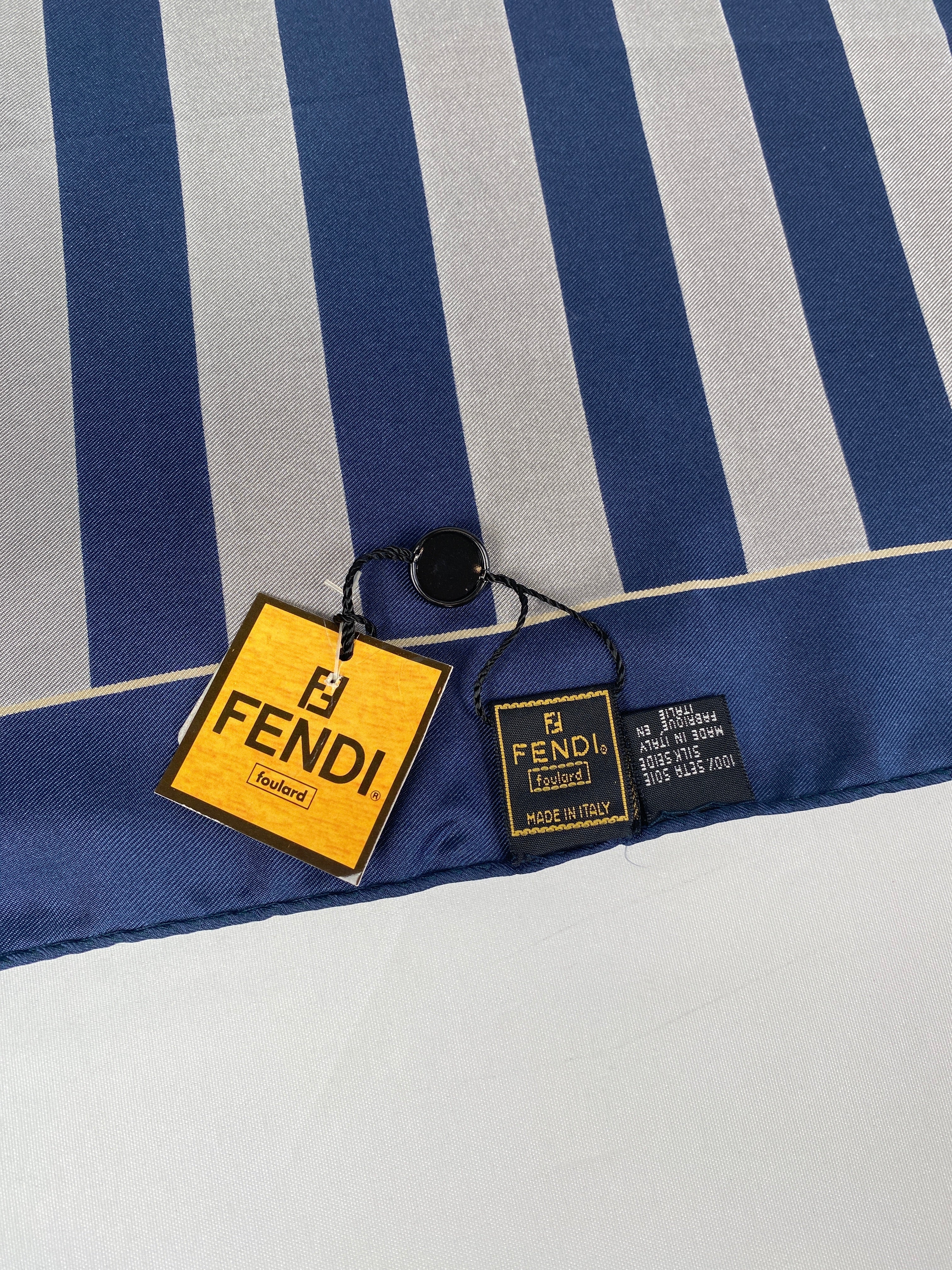 FENDI - PEQUIN STRIPE 100% SILK SCARF 68 X 68 CM - NEW – RE FENDI - PEQUIN STRIPE 100% SILK SCARF 68 X 68 CM - NEW – RE