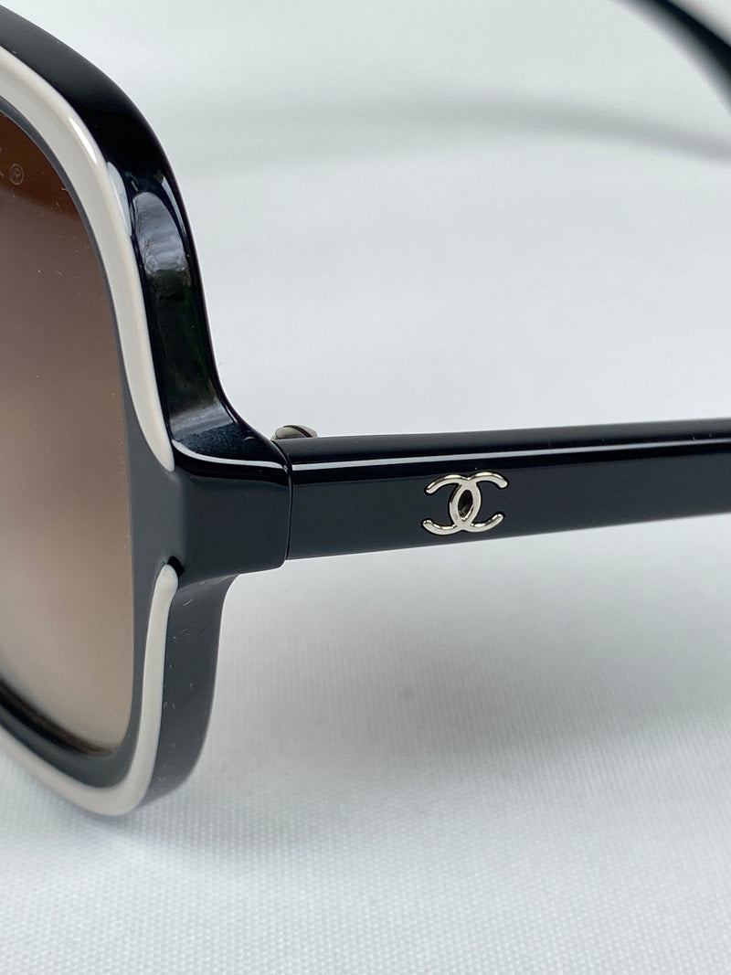 CHANEL - BLACK & WHITE OVERSIZE SUNGLASSES