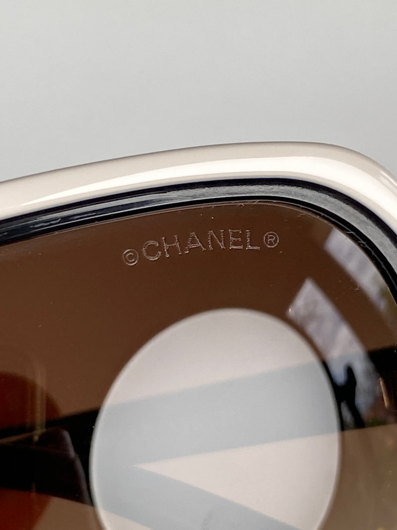 CHANEL - BLACK & WHITE OVERSIZE SUNGLASSES