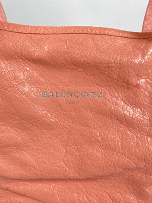 BALENCIAGA - NAVY CABAS S PINK LEATHER TOTE