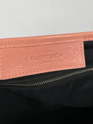 BALENCIAGA - NAVY CABAS S PINK LEATHER TOTE