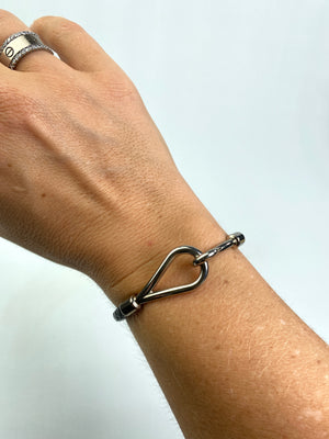 HERMES - JUMBO BRACELET IN BLACK WITH SILVER HW