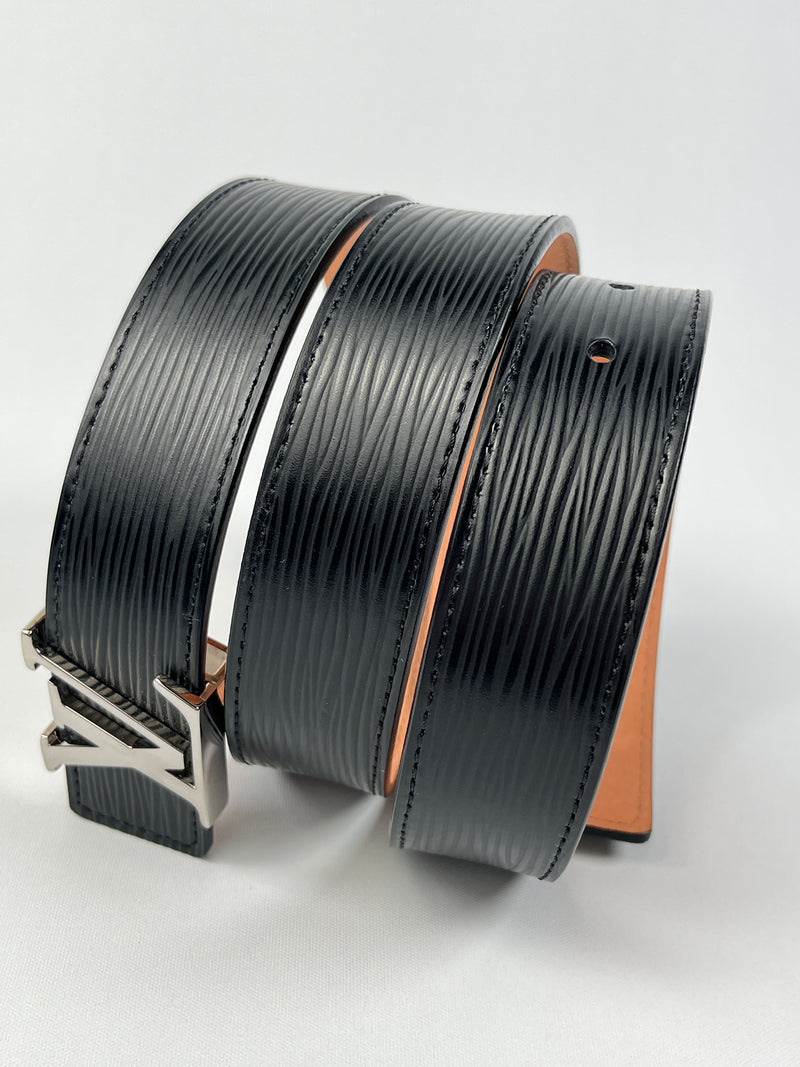 LOUIS VUITTON - INITIALES 30 MM BELT IN BLACK EPI LEATHER