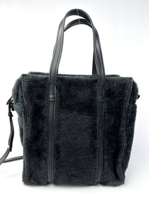 BALENCIAGA - BAZAR CONVERTIBLE SMALL TOTE BLACK SHEARLING