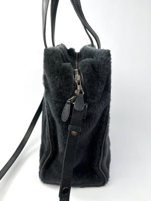 BALENCIAGA - BAZAR CONVERTIBLE SMALL TOTE BLACK SHEARLING