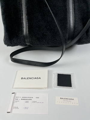 BALENCIAGA - BAZAR CONVERTIBLE SMALL TOTE BLACK SHEARLING