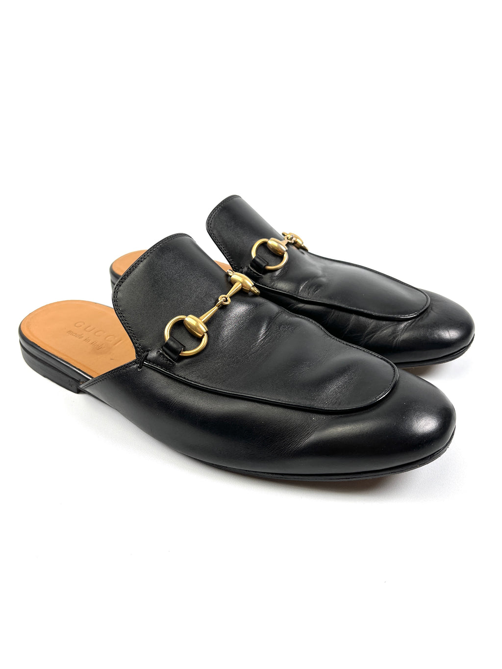 GUCCI - BLACK LEATHER PRINCETOWN SLIP-ON LOAFERS - 7 US MENS