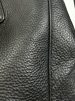 PRADA - VITELLO DAINO SHOPPING TOTE BAG BLACK LEATHER
