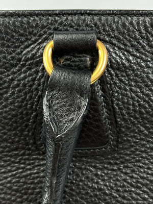 PRADA - VITELLO DAINO SHOPPING TOTE BAG BLACK LEATHER