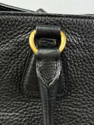PRADA - VITELLO DAINO SHOPPING TOTE BAG BLACK LEATHER