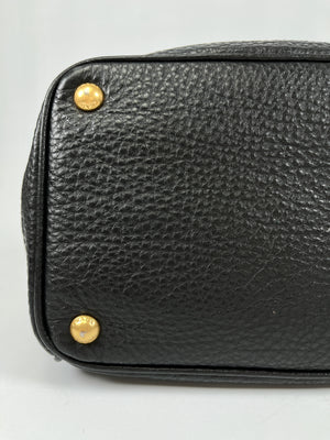 PRADA - VITELLO DAINO SHOPPING TOTE BAG BLACK LEATHER