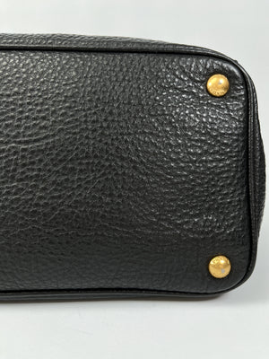PRADA - VITELLO DAINO SHOPPING TOTE BAG BLACK LEATHER