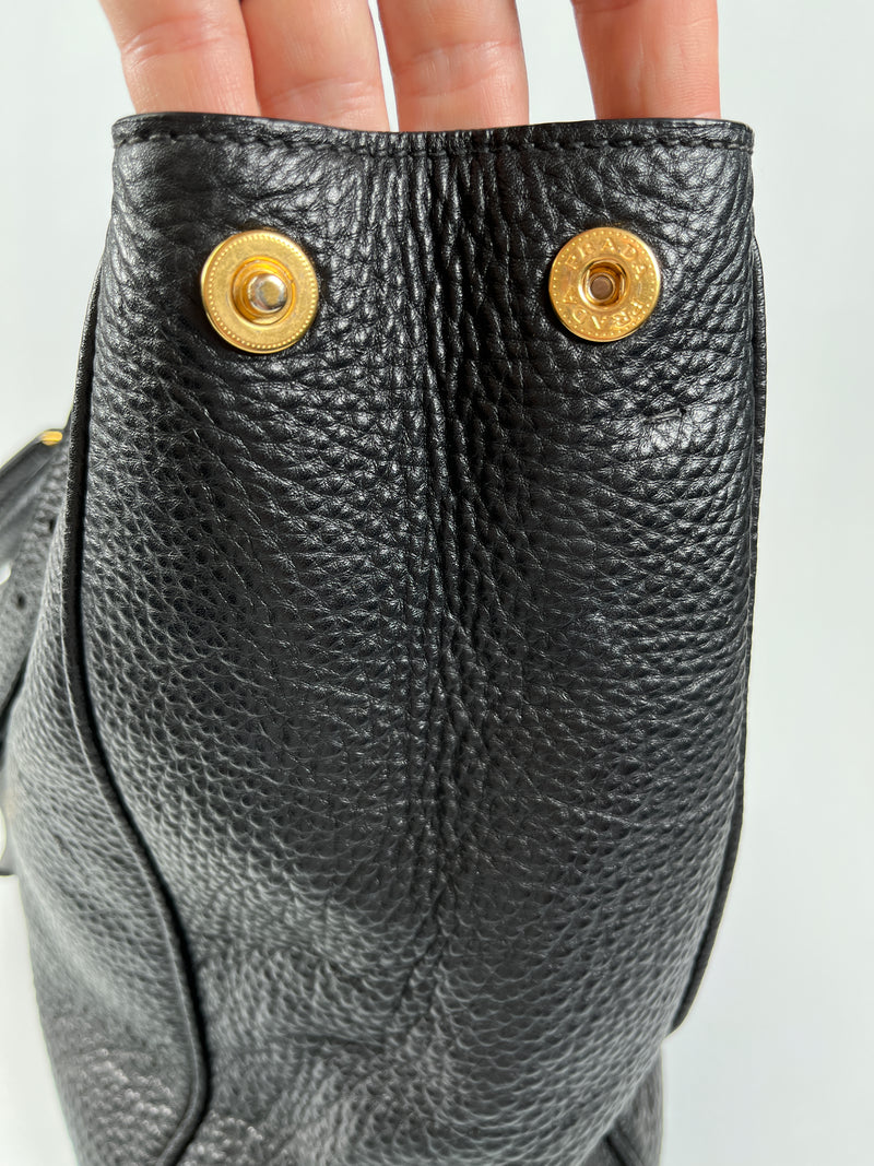 PRADA - VITELLO DAINO SHOPPING TOTE BAG BLACK LEATHER