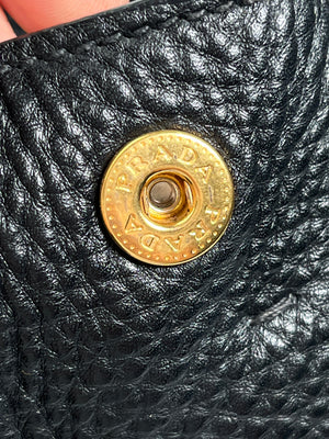 PRADA - VITELLO DAINO SHOPPING TOTE BAG BLACK LEATHER