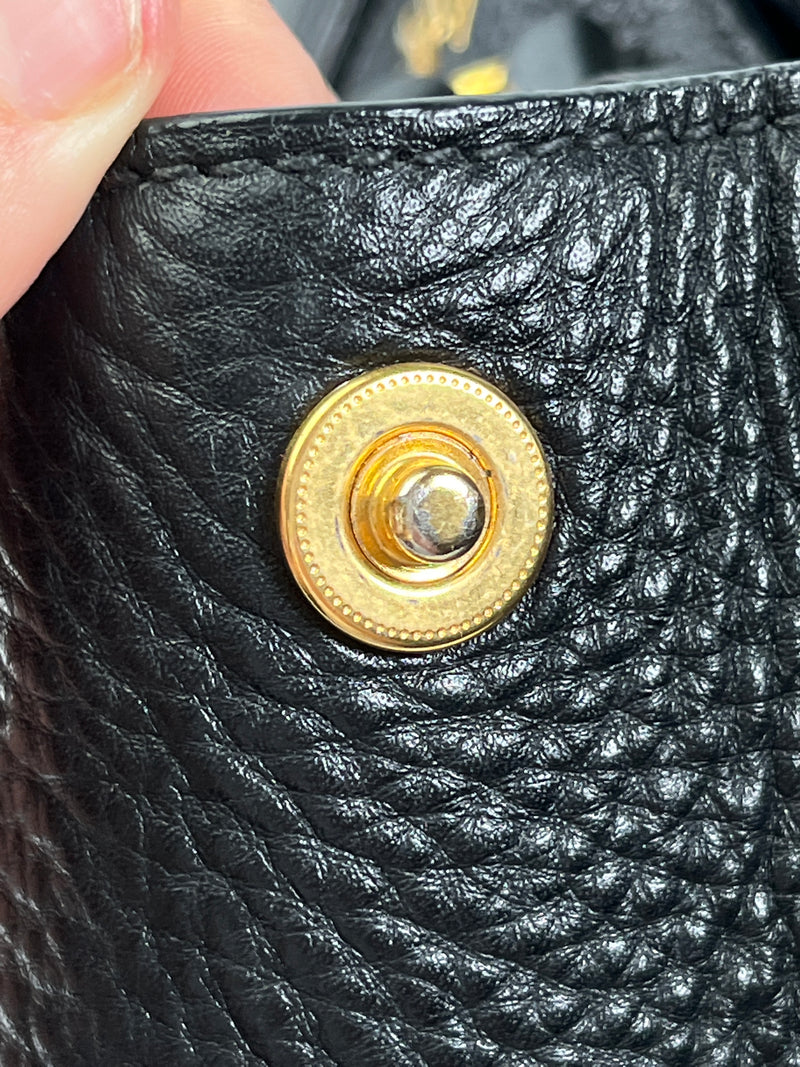 PRADA - VITELLO DAINO SHOPPING TOTE BAG BLACK LEATHER