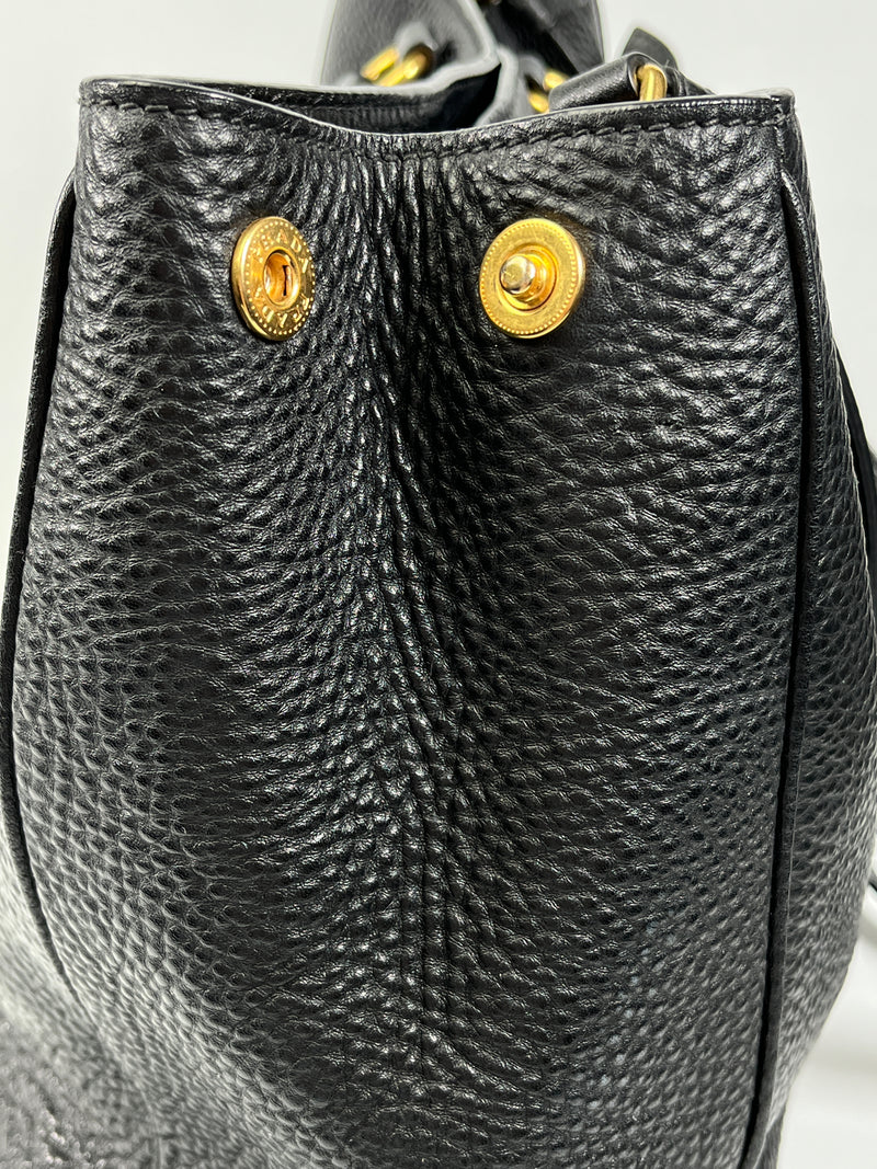 PRADA VITELLO DAINO SHOPPING TOTE BAG BLACK LEATHER RE.LUXE AU