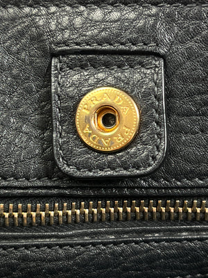 PRADA - VITELLO DAINO SHOPPING TOTE BAG BLACK LEATHER
