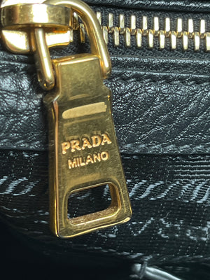 PRADA - VITELLO DAINO SHOPPING TOTE BAG BLACK LEATHER