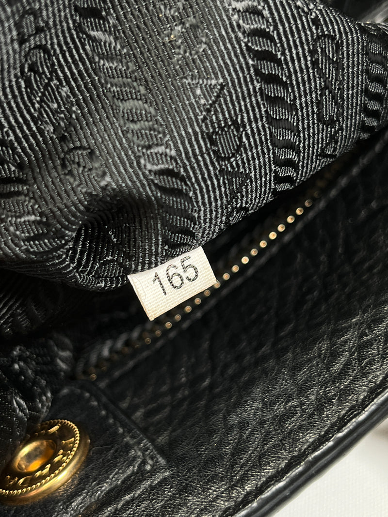 PRADA - VITELLO DAINO SHOPPING TOTE BAG BLACK LEATHER