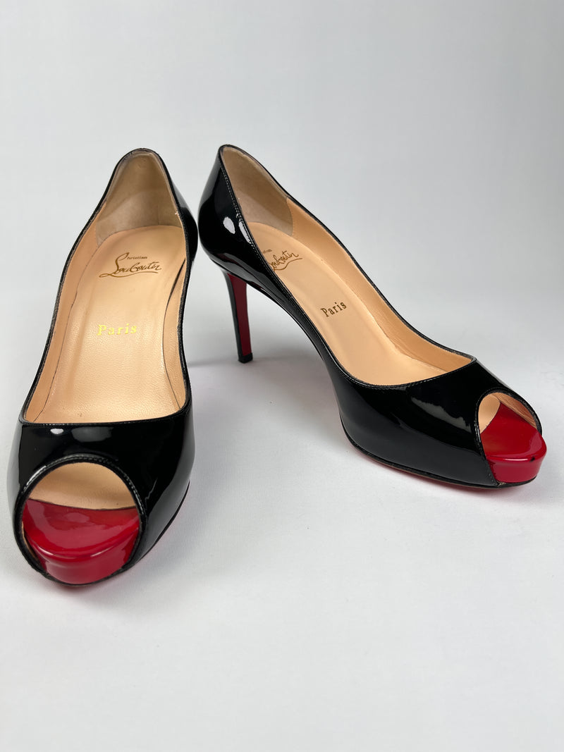 CHRISTIAN LOUBOUTIN - MATER CLAUDE 85 BLACK PUMPS - SZ 37.5