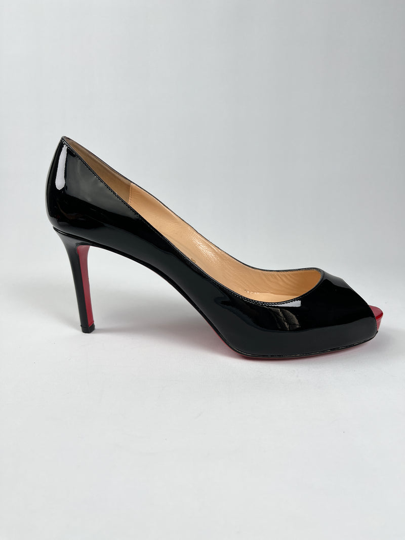 CHRISTIAN LOUBOUTIN - MATER CLAUDE 85 BLACK PUMPS - SZ 37.5