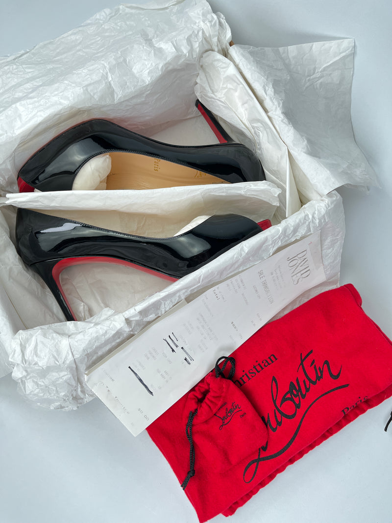 CHRISTIAN LOUBOUTIN - MATER CLAUDE 85 BLACK PUMPS - SZ 37.5